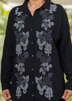 Thumbnail for Juniper Viscose Linen Black Embroidered Shirt And Pant Co-Ord Set With Thread Work