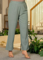 Thumbnail for Juniper Sage Green Embroidered Viscose Co-Ord Set With Beads & Sequin Accents