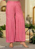 Thumbnail for Juniper Dusty Pink Solid Viscose Tunic And Pants Co-Ord Set With Thread Work And Sequence - Distacart