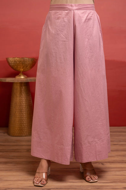 Juniper Onionpink Solid Cotton Shirt And Pants Co-Ord Set With Thread Work - Distacart