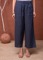 Thumbnail for Juniper Viscose Linen Teal Embroidered Top And Pant Co-Ord Set With Thread Work