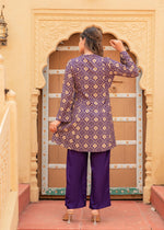 Thumbnail for Juniper Purple Gold Geometric Printed Kurta With Pants