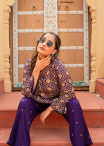 Thumbnail for Juniper Purple Gold Geometric Printed Kurta With Pants
