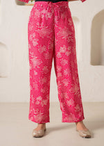 Thumbnail for Juniper Fuchsia Floral Embellished A-Line Kurta Pant And Dupatta Set With Beads & Sequence Work