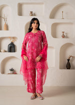Thumbnail for Juniper Fuchsia Floral Embellished A-Line Kurta Pant And Dupatta Set With Beads & Sequence Work