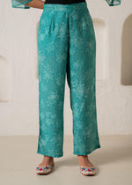 Thumbnail for Juniper Green Floral Embellished A-Line Kurta Pant And Dupatta Set With Beads & Sequence Work