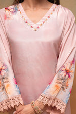 Thumbnail for Juniper Peach Man Made Fiber Floral Printed Kurta With Pants & Dupatta Set With Sequence Work - Distacart