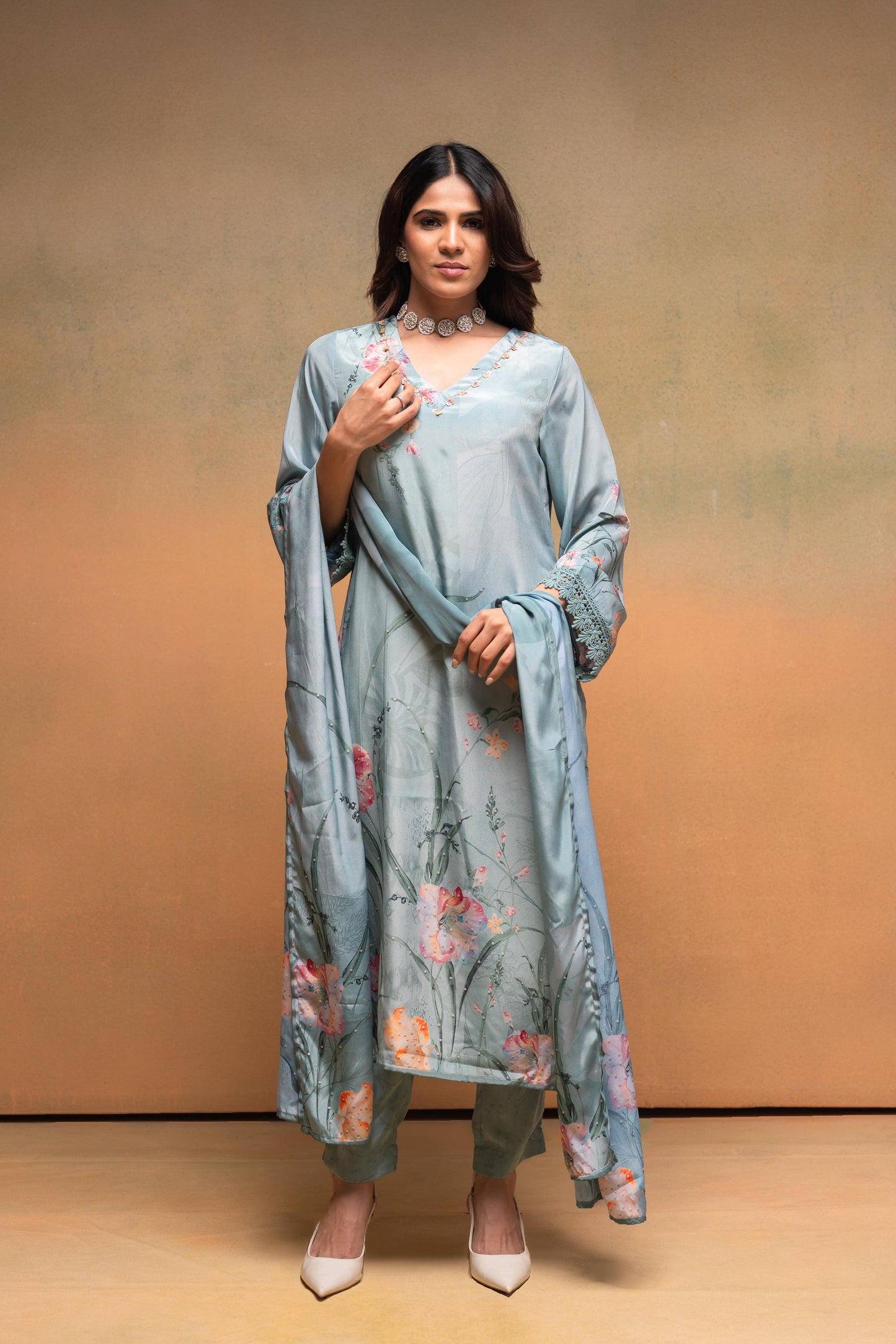 Juniper Mint Meadow Elegance Kurta Pant And Dupatta Set - Distacart