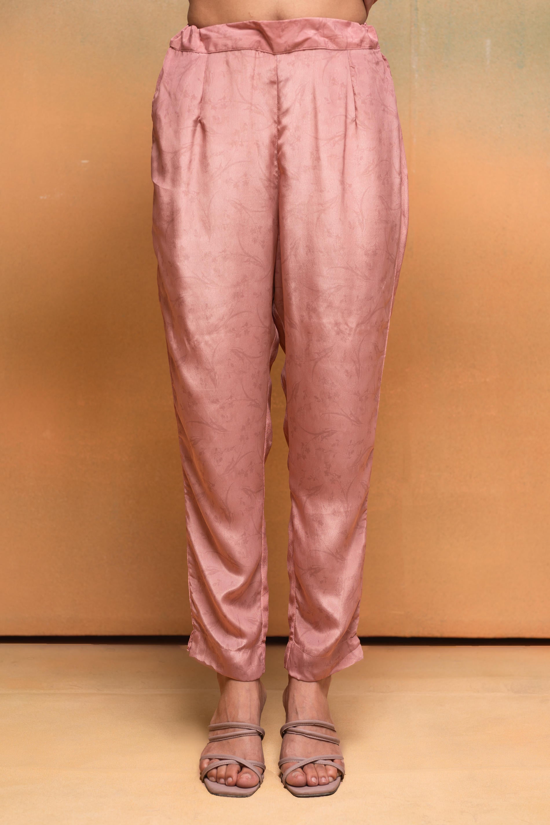 Juniper Peach Floral Embellished Straight Kurta Pant And Dupatta Set With Beads & Sequence Work