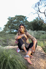 Thumbnail for Juniper Polycotton Mustard Embroidered Kurta Pant Set With Mirror, Thread Work & Tassels