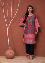Thumbnail for Juniper Polycotton Maroon Embroidered Kurta Pant Set With Mirror, Thread Work & Tassels