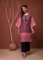 Thumbnail for Juniper Polycotton Maroon Embroidered Kurta Pant Set With Mirror, Thread Work & Tassels