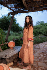 Thumbnail for Juniper Mustard Embroidered A-Line Kurta With Mirror & Thread Work