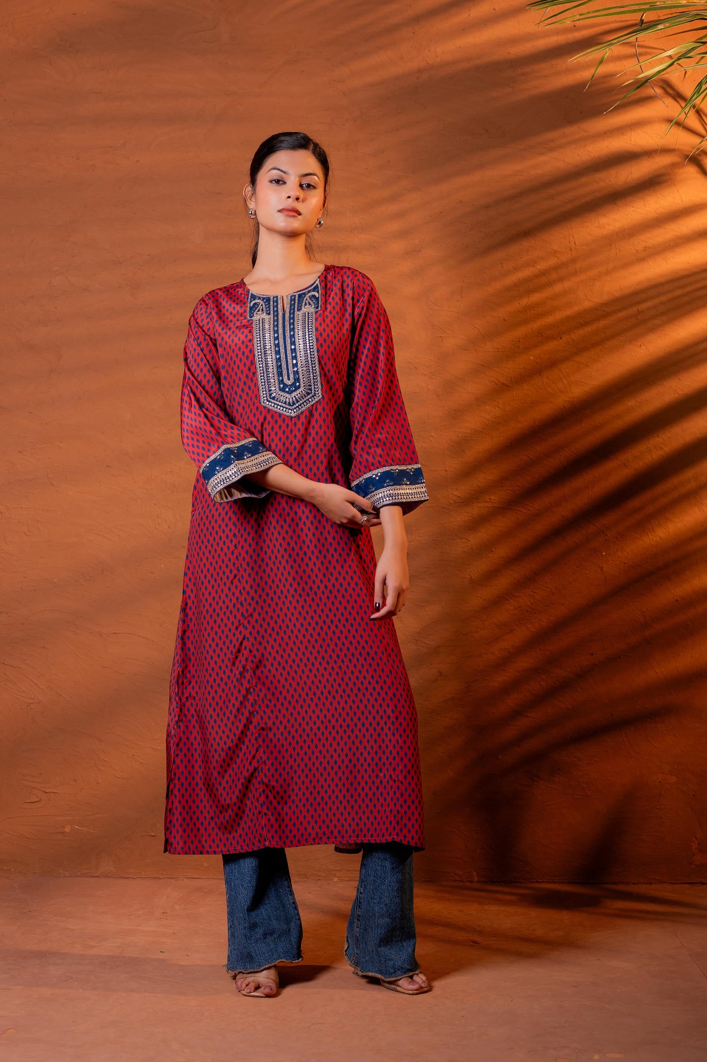 Juniper Noor Jaal Printed Long Kurta - Distacart