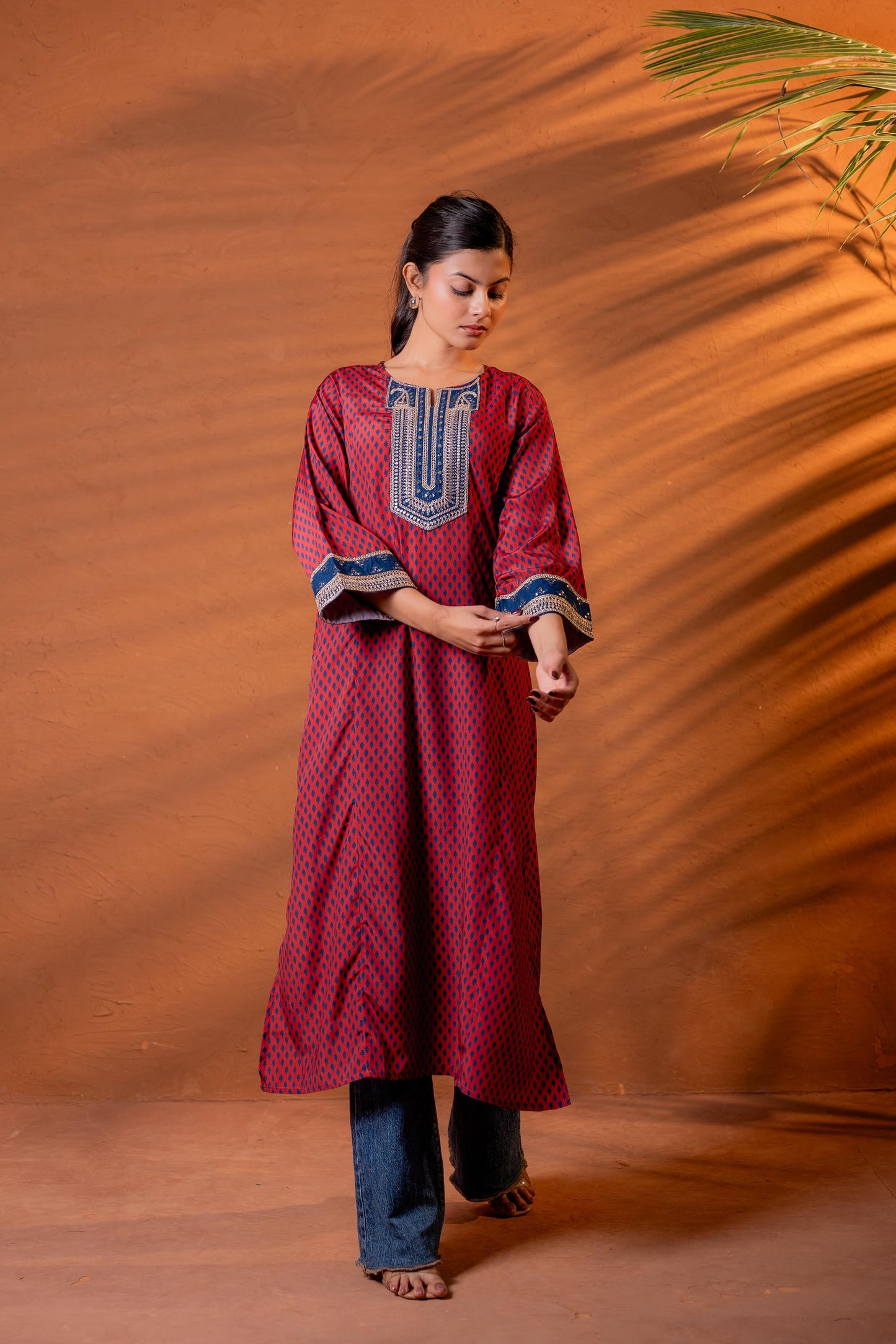 Juniper Noor Jaal Printed Long Kurta - Distacart