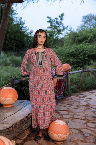 Juniper Black & Brown Ethnic Motif Embroidered Straight Kurta With Zari & Mirror Work