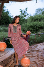 Thumbnail for Juniper Black & Brown Ethnic Motif Embroidered Straight Kurta With Zari & Mirror Work