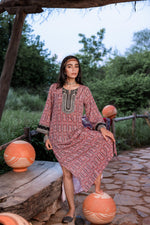 Thumbnail for Juniper Black & Brown Ethnic Motif Embroidered Straight Kurta With Zari & Mirror Work