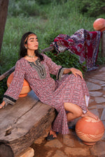 Thumbnail for Juniper Black & Brown Ethnic Motif Embroidered Straight Kurta With Zari & Mirror Work