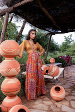 Thumbnail for Juniper Mustard Floral Embroidered Co-Ord Set With Mirror & Thread Work