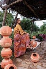 Thumbnail for Juniper Mustard Floral Embroidered Co-Ord Set With Mirror & Thread Work