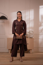 Thumbnail for Juniper Modern Chocolate Brown Indo-Fusion Co-Ord Set - Distacart