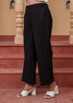 Thumbnail for Juniper Women'S Black Solid Straight Cotton Pant With Pocket