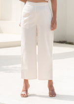 Thumbnail for Juniper Women'S Off White Solid Straight Cotton Pant With Pocket