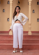 Thumbnail for Juniper Women'S White Solid Straight Cotton Pant With Pocket