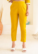 Thumbnail for Juniper Mustard Solid Embroidered Straight Kurta Pant Set With Thread Work