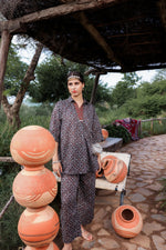 Thumbnail for Juniper Black Floral Embroidered Co-Ord Set With Tunic & Printed Pants - Distacart