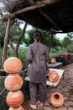 Thumbnail for Juniper Black Floral Embroidered Co-Ord Set With Tunic & Printed Pants