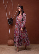 Thumbnail for Juniper Floral Printed Pink Dress With Sheer Sleeves & Beaded Waist Detailing