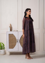 Thumbnail for Juniper Blue Printed Tiered Dress With Detailed Yoke