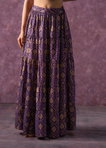 Thumbnail for Juniper Purple Viscose Solid Top With Skirt Co-Ord Set With Mirror & Sequence Work