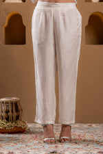 Thumbnail for Juniper Ivory Viscose Kurta With Pants & Dupatta Set With Mirror & Thread Work - Distacart
