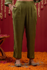 Thumbnail for Juniper Mehendi Green Embroidered Kurta Set With Dupatta