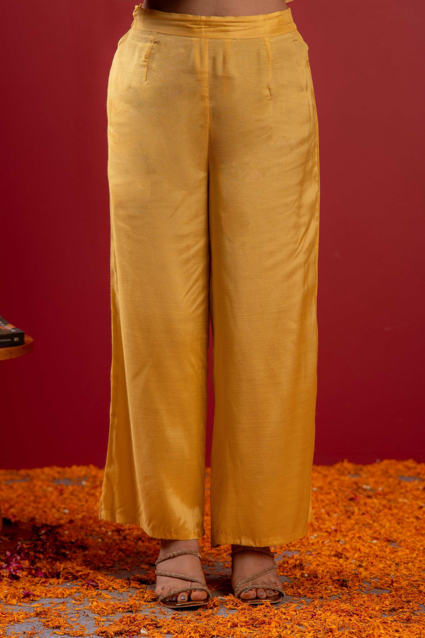 Juniper Yellow Viscose Solid A-Line Kurta With Pants & Dupatta Set With Zari, Sequence & Dori Work - Distacart