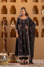 Thumbnail for Juniper Midnight Muse Kurta Pant And Dupatta Set - Distacart