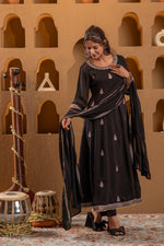 Thumbnail for Juniper Midnight Muse Kurta Pant And Dupatta Set - Distacart