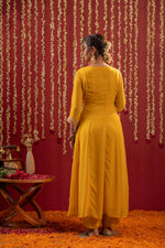 Thumbnail for Juniper Mustard Magic Anarkali Kurta Pant And Dupatta Set - Distacart