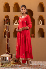 Thumbnail for Juniper Red Kurta Pant And Dupatta Set - Distacart
