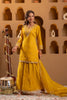 Juniper Mustard Viscose Flared Kurta With Palazzo & Dupatta Set With Mirror, Thread & Zari Work - Distacart