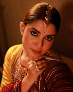 Thumbnail for Juniper Mustard Nylon Flared Kurta Pant And Dupatta Set With Zari, Mirror, Thread & Sequin Work