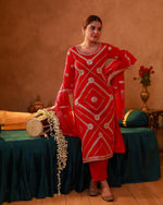 Thumbnail for Juniper Magenta Viscose Straight Kurta Pant And Dupatta Set With Gota Patti & Sequence Work