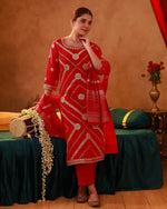 Thumbnail for Juniper Magenta Viscose Straight Kurta Pant And Dupatta Set With Gota Patti & Sequence Work