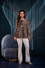 Thumbnail for Juniper Black Floral Printed Viscose Gathread Tunic With Dori Tie