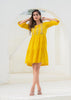 Juniper Mustard Embroidered Cotton Tiered Dress – Mirror & Thread Work - Distacart