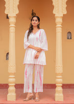 Thumbnail for Juniper Pink Tie-Dye Printed Cotton Kurta-Pant Co-Ord Set