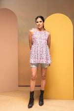 Thumbnail for Juniper Women'S Onion Pink Striped Cotton Top With Thread Work